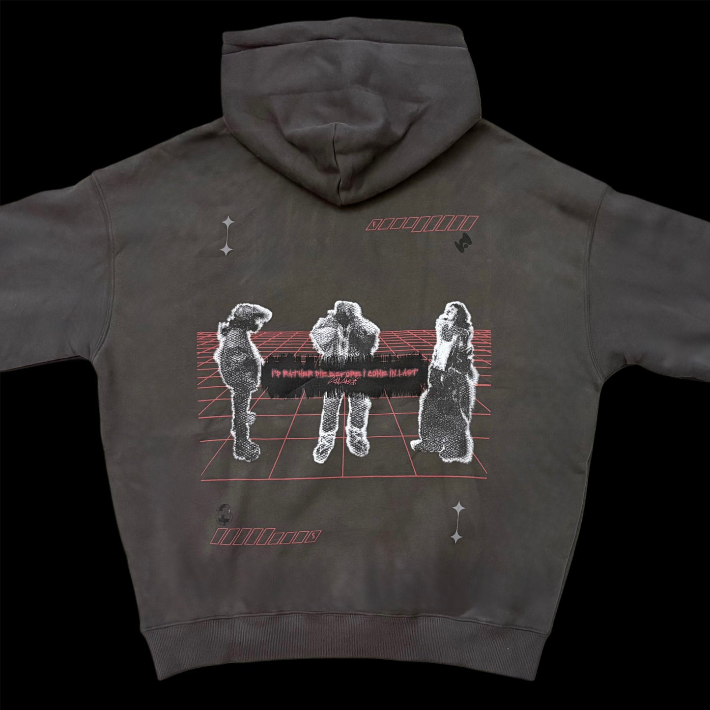 Dark grey too long hoodie