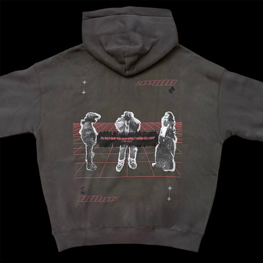 Dark grey too long hoodie