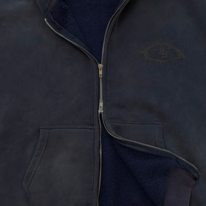 Blue acid wash zip-up hoodie